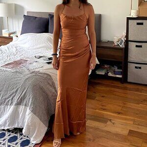 La Lune Ruched Backless Slip Dress